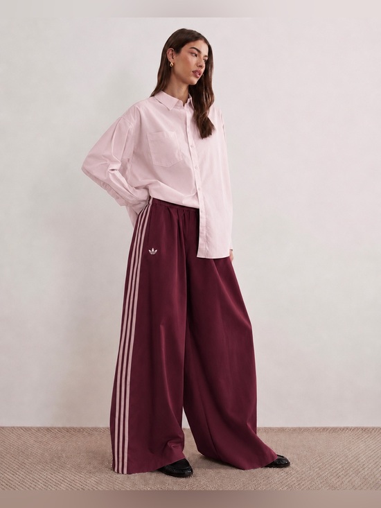 adidas Originals Pants - Adidas [M] Firebird Adilenium Wide Leg Track Pants Maroon/Sandy Pink KW3619